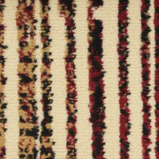 8' Tan Black and Red Striped Non Skid Runner Rug Photo 4