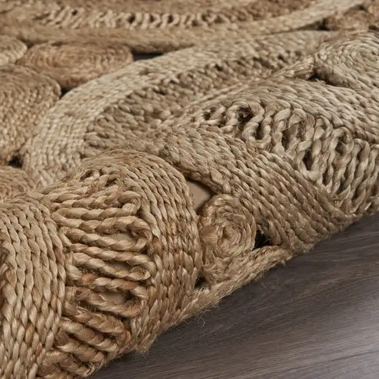 6' Tan Floral Rings Jute Area Rug Photo 5