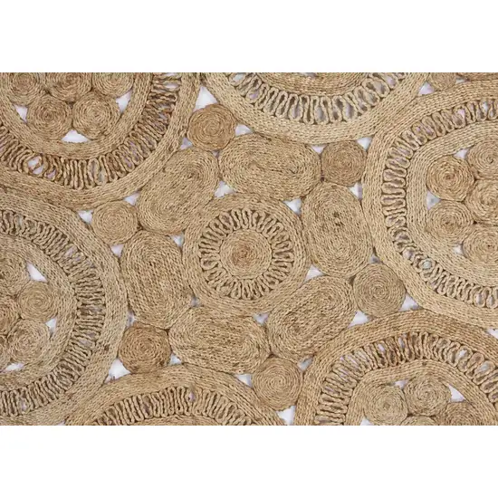 6' Tan Floral Rings Jute Area Rug Photo 2