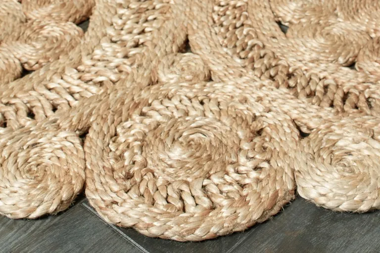 6' Tan Floral Rings Jute Area Rug Photo 3