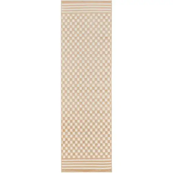 6' Tan Geometric Runner Rug Photo 1