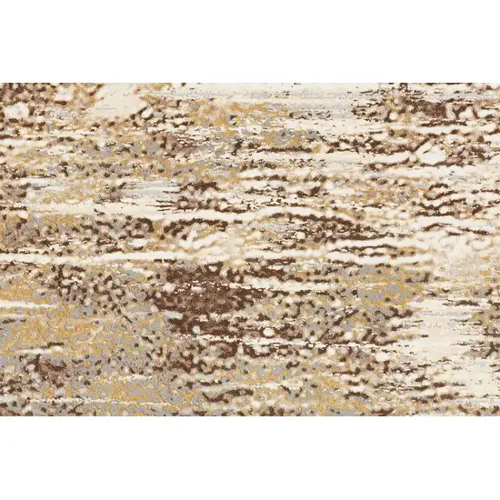 8' Tan Ivory And Brown Abstract Runner Rug Photo 5