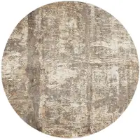 Photo of 8' Tan Ivory And Brown Round Abstract Area Rug