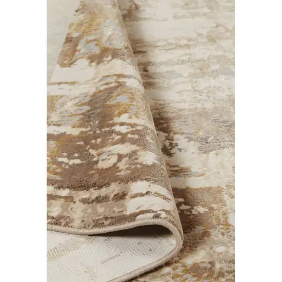 8' Tan Ivory And Gray Abstract Runner Rug Photo 5