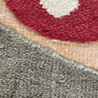 Photo of 8' Tan Red and Taupe Paisley Power Loom Runner Rug