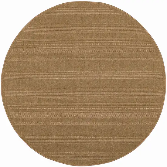 8' Tan Round Stain Resistant Indoor Outdoor Area Rug Photo 1