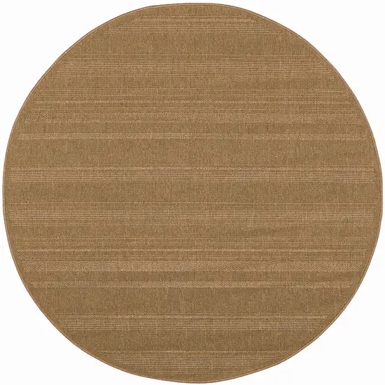 8' Tan Round Stain Resistant Indoor Outdoor Area Rug Photo 2