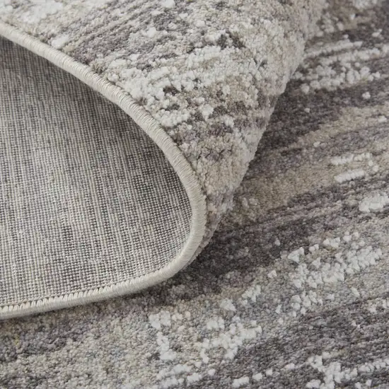 8' Tan Taupe And Gray Abstract Power Loom Distressed Stain Resistant Runner Rug Photo 3