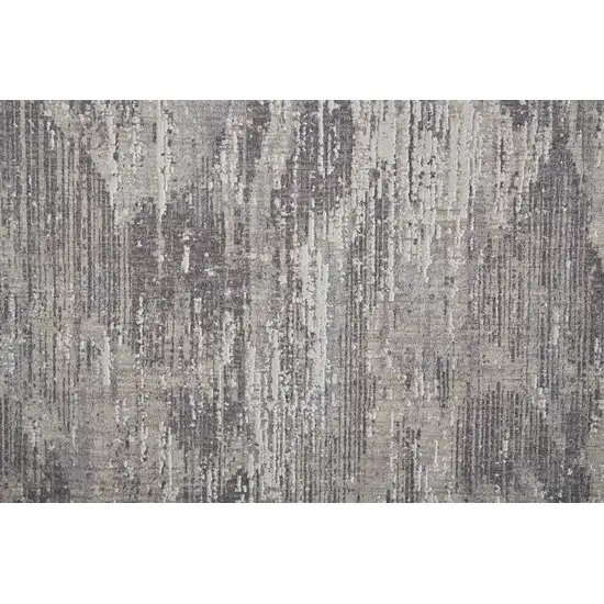 8' Tan Taupe And Gray Abstract Power Loom Distressed Stain Resistant Runner Rug Photo 6