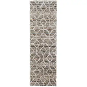 Photo of 8' Tan Taupe And Ivory Geometric Power Loom Stain Resistant Runner Rug