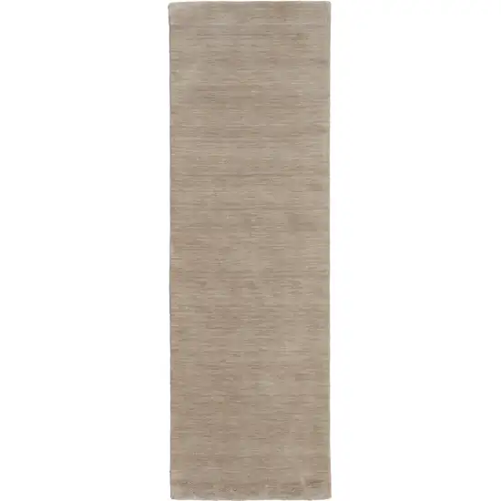 8' Tan Wool Hand Woven Runner Rug Photo 2