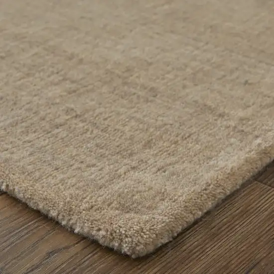 8' Tan Wool Hand Woven Runner Rug Photo 8