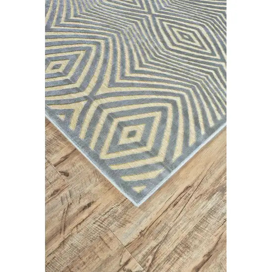 8' Tan and Gray Abstract Power Loom Runner Rug Photo 4