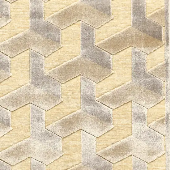 8' Tan and Gray Geometric Power Loom Runner Rug Photo 6