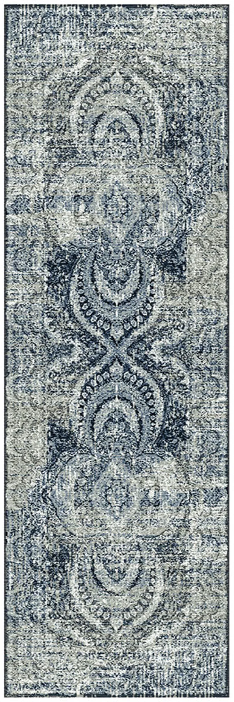 8' Taupe Abstract Power Loom Distressed Stain Resistant Runner Rug Photo 1