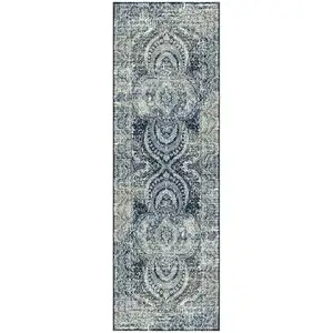 Photo of 8' Taupe Abstract Power Loom Distressed Stain Resistant Runner Rug