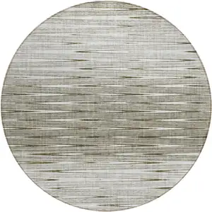 Photo of 8' Taupe And Beige Round Abstract Washable Indoor Outdoor Area Rug