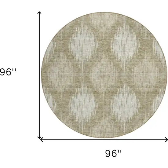 8' Taupe And Beige Round Ikat Washable Indoor Outdoor Area Rug Photo 3