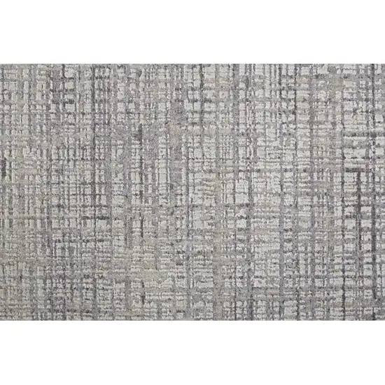 8' Taupe And Ivory Plaid Power Loom Distressed Stain Resistant Runner Rug Photo 3