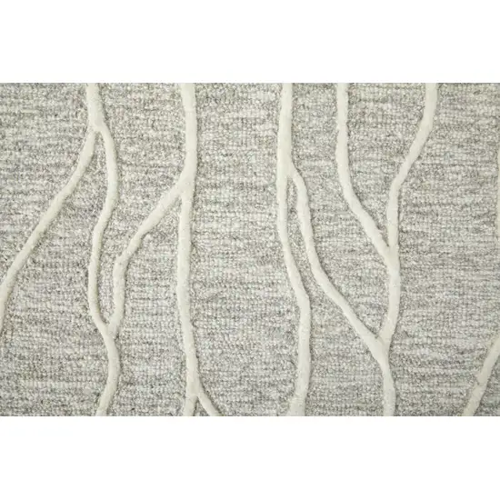 8' Taupe And Ivory Wool Abstract Tufted Handmade Stain Resistant Runner Rug Photo 7