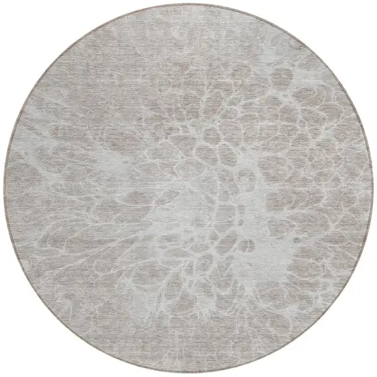 8' Taupe Beige And Ivory Round Abstract Washable Indoor Outdoor Area Rug Photo 4