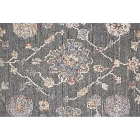 6' Taupe Blue And Orange Round Floral Power Loom Area Rug Photo 5