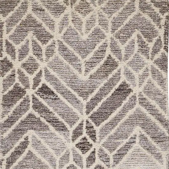 Gray and Ivory Wool Geometric Hand Tufted Runner Rug Photo 9