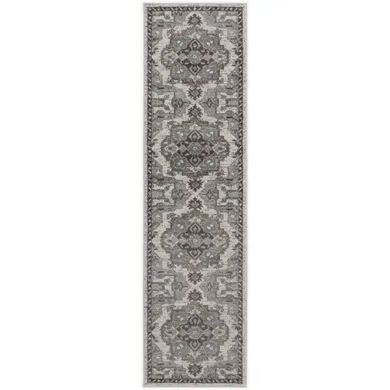 10' Taupe Medallion Power Loom Runner Rug Photo 1