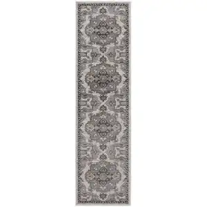 Photo of 10' Taupe Medallion Power Loom Runner Rug