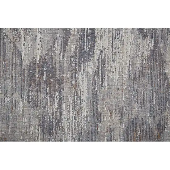 8' Taupe Tan And Orange Abstract Power Loom Distressed Stain Resistant Runner Rug Photo 4