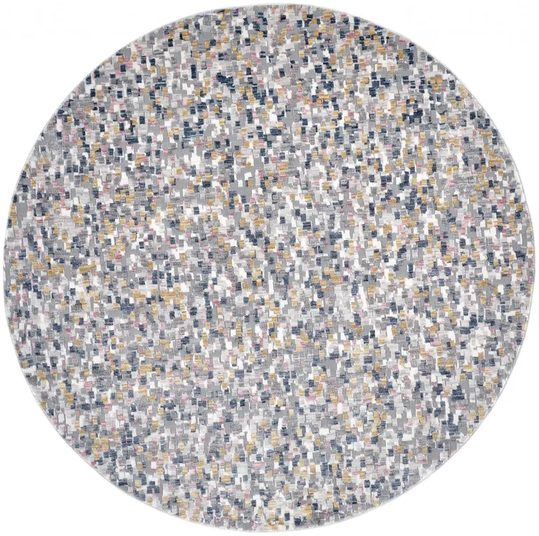 6' Taupe Tan And Orange Round Abstract Stain Resistant Area Rug Photo 1