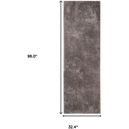 8' Taupe Tufted Handmade Stain Resistant Runner Rug Photo 6