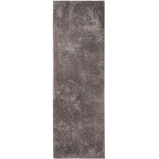 8' Taupe Tufted Handmade Stain Resistant Runner Rug Photo 1