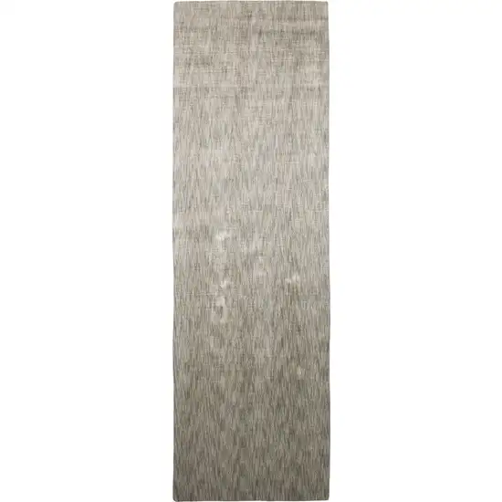 8' Taupe and Gray Chevron Hand Woven Runner Rug Photo 2