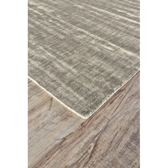 8' Taupe and Gray Chevron Hand Woven Runner Rug Photo 4