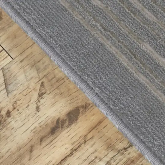 8' Taupe and Gray Power Loom Runner Rug Photo 9