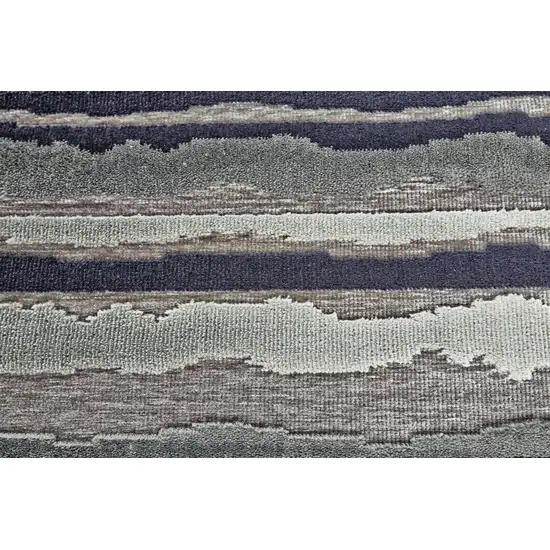 8' Taupe and Gray Striped Power Loom Runner Rug Photo 8