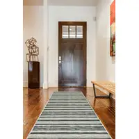 Photo of 8' Taupe and Gray Striped Power Loom Runner Rug