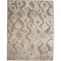 Photo of 8' Taupe and Ivory Abstract Power Loom Worn Faded Runner Rug