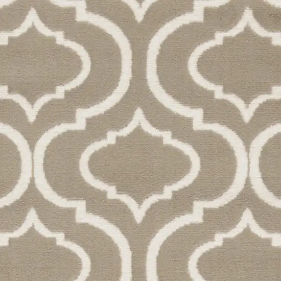 7' Taupe and Ivory Trellis Runner Rug Photo 9