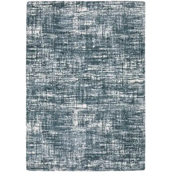 8' Teal And Ivory Geometric Runner Rug Photo 2