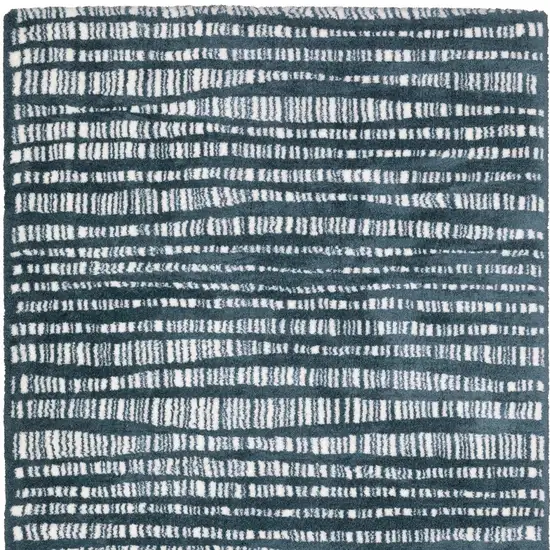 8' Teal And Ivory Striped Runner Rug Photo 4