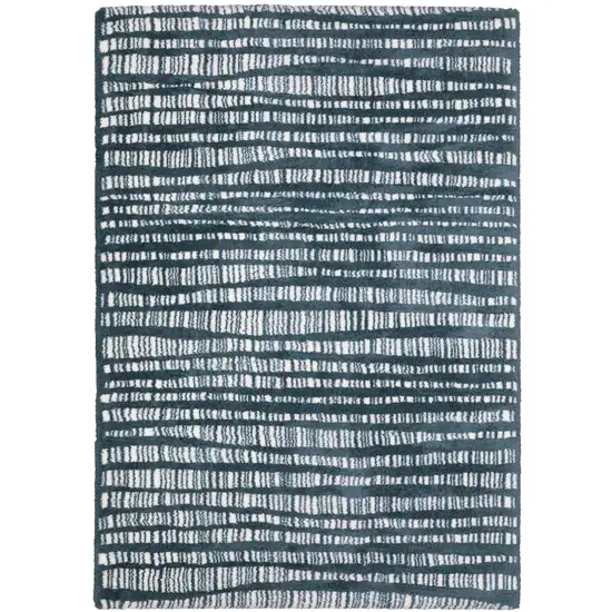 8' Teal And Ivory Striped Runner Rug Photo 2