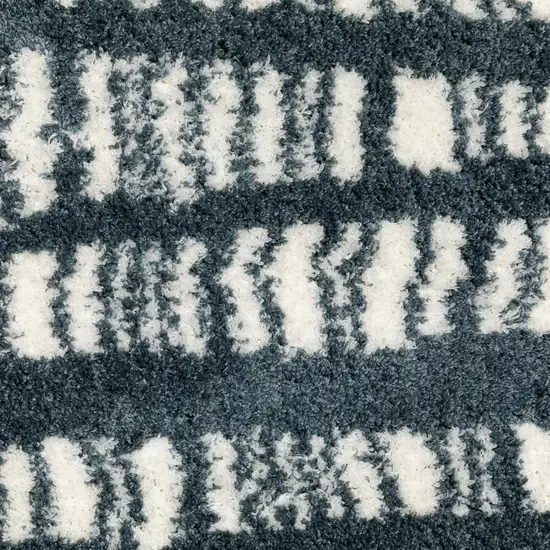 8' Teal And Ivory Striped Runner Rug Photo 7