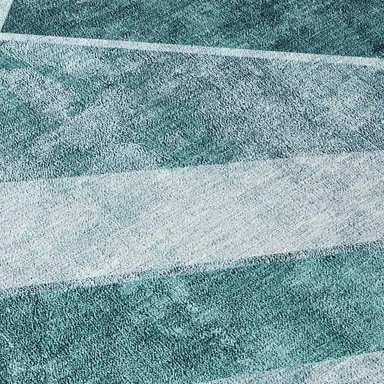 8' Teal Blue Aqua And Blue Round Geometric Washable Indoor Outdoor Area Rug Photo 5