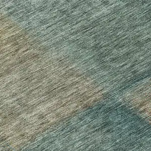 Photo of 8' Teal Blue Brown And Taupe Round Abstract Washable Indoor Outdoor Area Rug