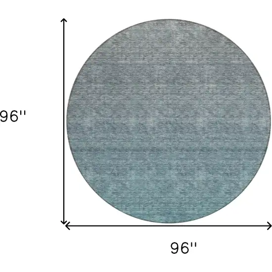 8' Teal Blue Gray And Charcoal Round Ombre Washable Indoor Outdoor Area Rug Photo 3