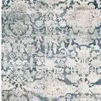 Photo of 8' Teal Machine Woven Distressed Floral Traditional Indoor Runner Rug