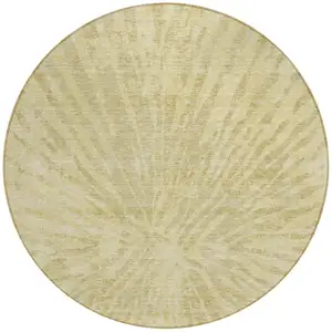 Photo of 8' Wheat Beige And Tan Round Abstract Washable Indoor Outdoor Area Rug