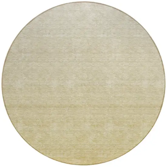 8' Wheat Gold And Tan Round Ombre Washable Indoor Outdoor Area Rug Photo 4